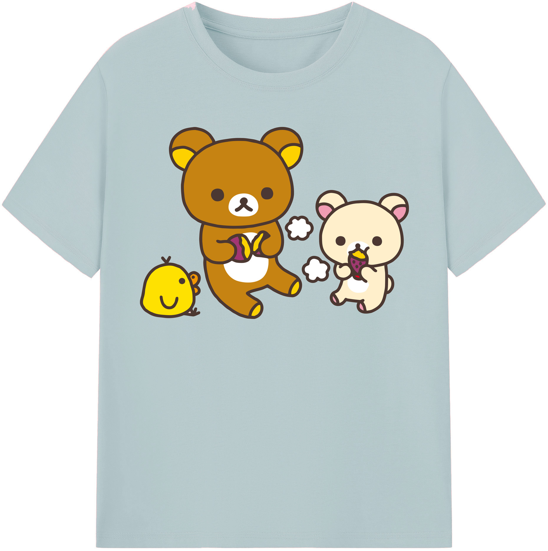 （画像用） リラックマ リラックマ キイロイトリ Rilakkuma Korilakkuma Kiiroitori 綿100％半袖Tシャツ（フロントプリント）